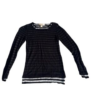 Michael Kors Striped Top Double Layer Soft Cotton Blend Lightweight